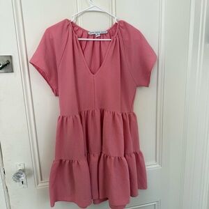HYFVE Dusty Pink Tiered V-Neck Kids Dress